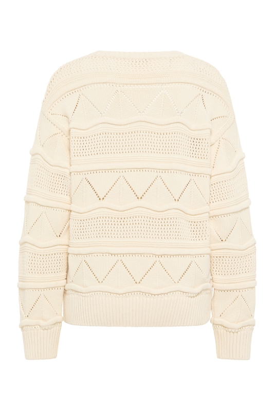Gemusterter Strickpullover - off-white